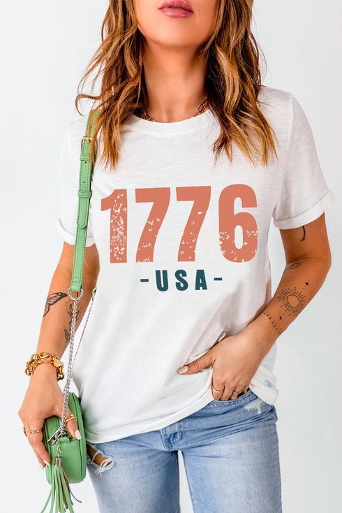 Vintage Inspired USA Graphic Print Short Sleeve Tee
