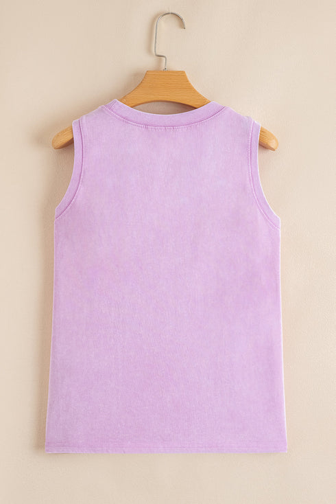 Vintage Inspired Washed Knit Muscle Tank Top
