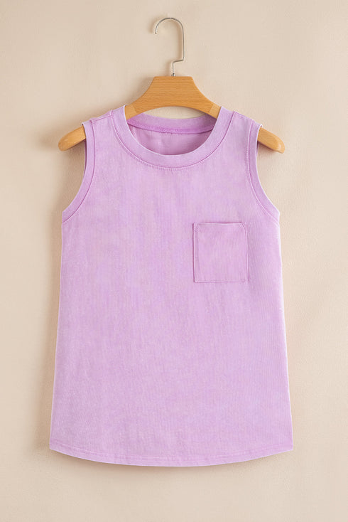 Vintage Inspired Washed Knit Muscle Tank Top