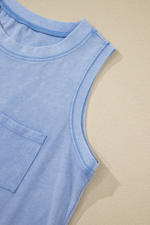 Vintage Inspired Washed Knit Muscle Tank Top