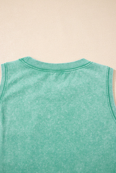 Vintage Inspired Washed Knit Muscle Tank Top