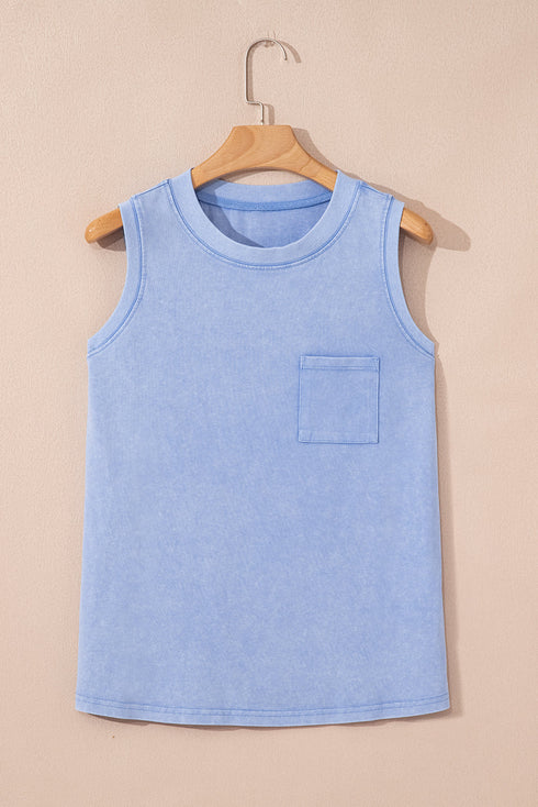 Vintage Inspired Washed Knit Muscle Tank Top