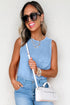 Vintage Inspired Washed Knit Muscle Tank Top