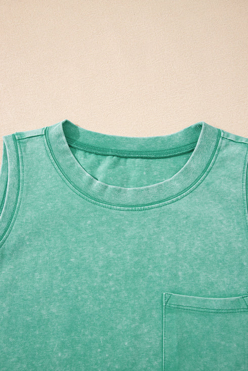 Vintage Inspired Washed Knit Muscle Tank Top