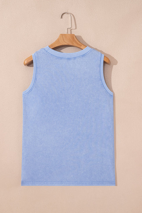 Vintage Inspired Washed Knit Muscle Tank Top