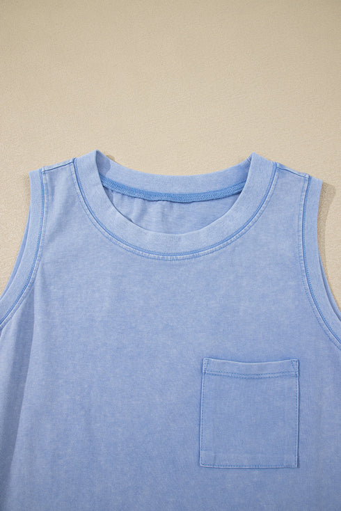 Vintage Inspired Washed Knit Muscle Tank Top
