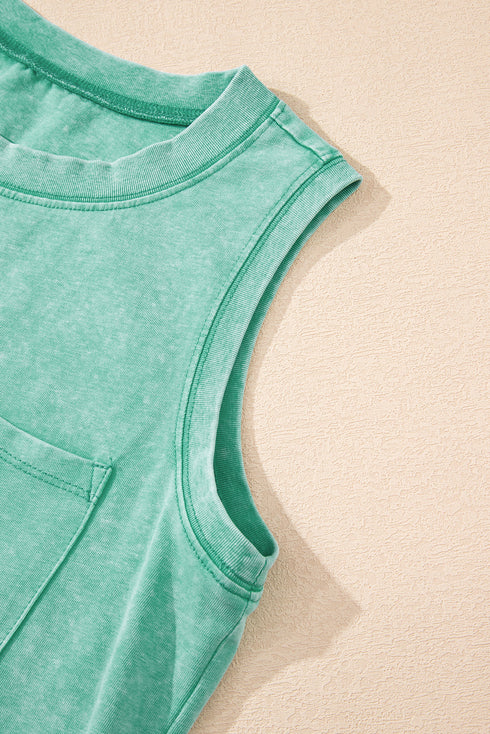 Vintage Inspired Washed Knit Muscle Tank Top