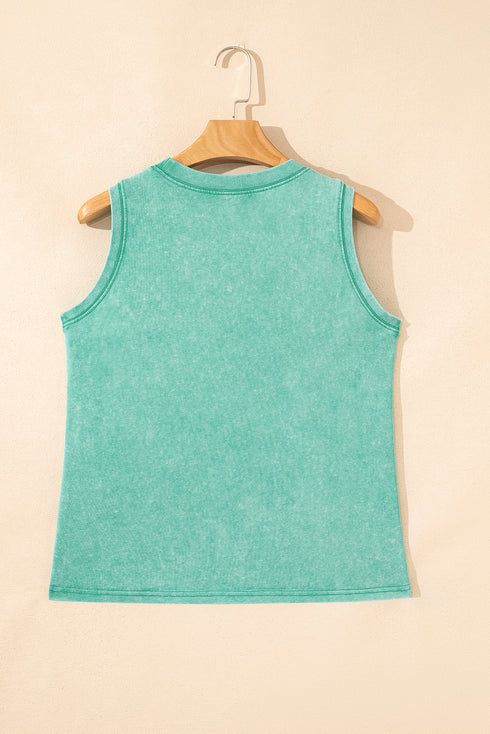 Vintage Inspired Washed Knit Muscle Tank Top
