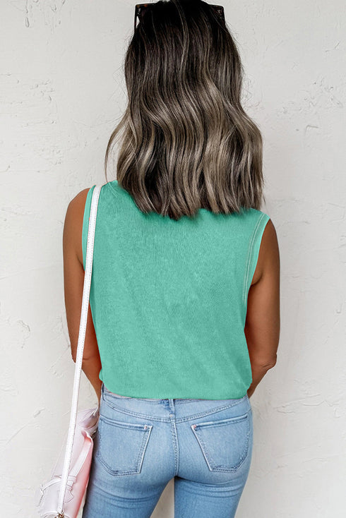 Vintage Inspired Washed Knit Muscle Tank Top