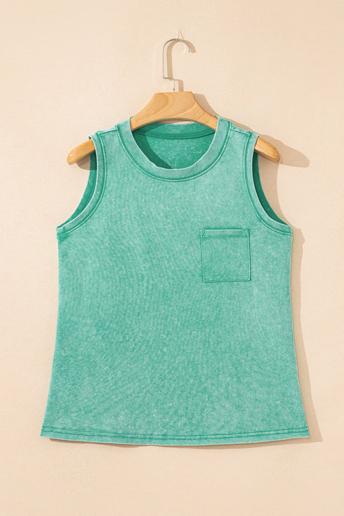 Vintage Inspired Washed Knit Muscle Tank Top