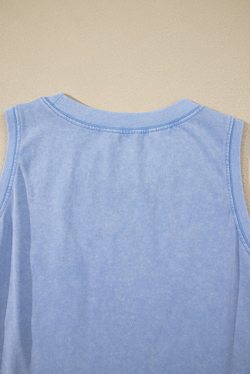 Vintage Inspired Washed Knit Muscle Tank Top
