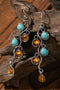 Vintage Inspired Western Alloy Stone Inlay Dangle Earrings