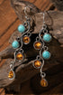 Vintage Inspired Western Alloy Stone Inlay Dangle Earrings