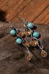 Vintage Inspired Western Alloy Stone Inlay Dangle Earrings