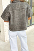 Vintage Leopard Print Short Sleeve Loose Western Denim Shirt