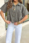 Vintage Leopard Print Short Sleeve Loose Western Denim Shirt