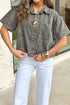 Vintage Leopard Print Short Sleeve Loose Western Denim Shirt