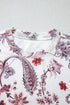 Vintage Paisley Print Sheer Mock Neck Western Top