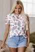 Vintage Paisley Print Sheer Mock Neck Western Top