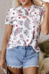 Vintage Paisley Print Sheer Mock Neck Western Top