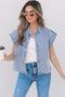 Vintage Pinup Folded Cap Sleeve Denim Shirt