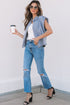 Vintage Pinup Folded Cap Sleeve Denim Shirt