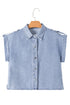 Vintage Pinup Folded Cap Sleeve Denim Shirt