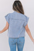 Vintage Pinup Folded Cap Sleeve Denim Shirt