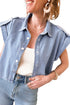 Vintage Pinup Folded Cap Sleeve Denim Shirt