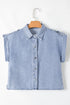 Vintage Pinup Folded Cap Sleeve Denim Shirt