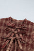Vintage Plaid Knot Front Smocked High Waist Midi Dress