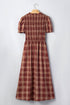 Vintage Plaid Knot Front Smocked High Waist Midi Dress