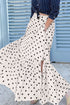 Vintage Polka Dot Print Ruffled Slit Maxi Skirt
