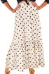 Vintage Polka Dot Print Ruffled Slit Maxi Skirt