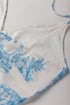 Vintage Print Mesh Fitted Lettuce Edge Halter Top