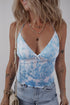 Vintage Print Mesh Fitted Lettuce Edge Halter Top