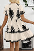 Vintage Print V Neck High Waist Short Sleeve Dress