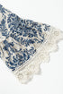 Vintage Printed Lace Trim V Neck 3/4 Sleeve Loose Dress