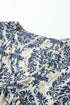 Vintage Printed Lace Trim V Neck 3/4 Sleeve Loose Dress