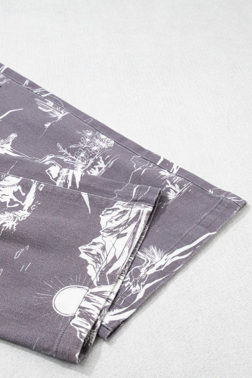 Vintage Printed Wild West Riding Denim Jeans