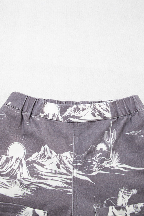 Vintage Printed Wild West Riding Denim Jeans