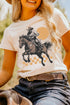 Vintage Rodeo Cowboy Sunset Graphic Print Western Tee Shirt