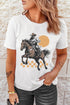 Vintage Rodeo Cowboy Sunset Graphic Print Western Tee Shirt