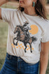 Vintage Rodeo Cowboy Sunset Graphic Print Western Tee Shirt