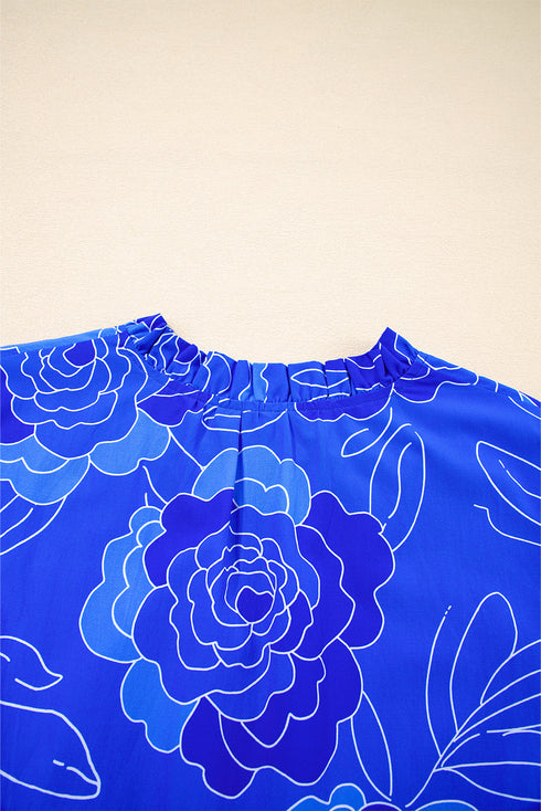 Vintage Ruffled Hem Flowy Short Sleeve Floral Dress