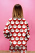 Vintage Santa And Bow Motif Contrast Trim Drop Shoulder Two Piece Lounge Short Set