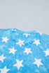 Vintage Star Print Striped Ruffle Sleeve Patchwork Top