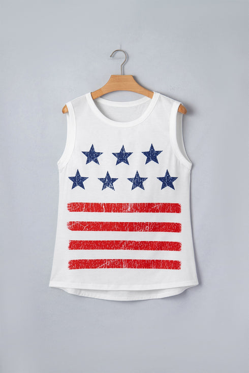 Vintage Stars And Stripes Flag Printed Tank Top