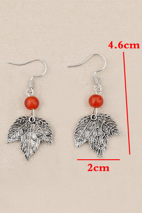 Vintage Style Beaded Leaf Motif Dangle Earrings
