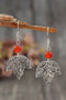 Vintage Style Beaded Leaf Motif Dangle Earrings